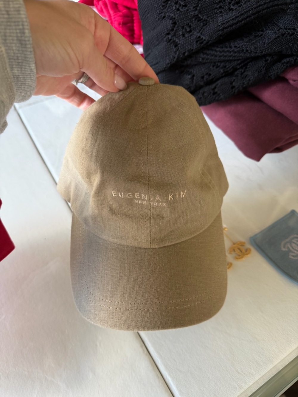 Eugenia Kim Khaki Baseball Cap with Embroidered Logo